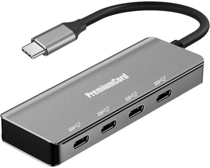 USB Hub PremiumCord 5G SuperSpeed Hub USB-C na 4x USB 3.2 C Aluminum