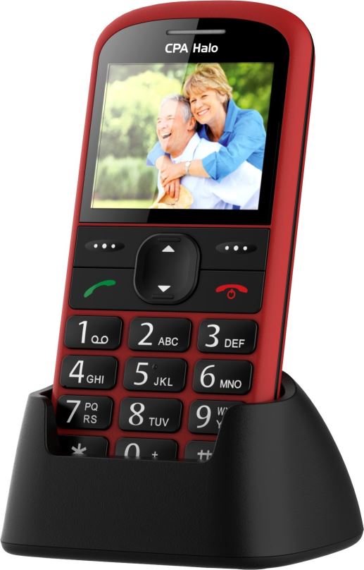 Mobilní telefon CPA Halo 21 Senior červený s nabíjecím stojánkem