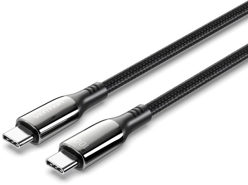 Datový kabel Vention Cotton Braided USB-C 2.0 5A Cable 1.2m Black Zinc Alloy Type