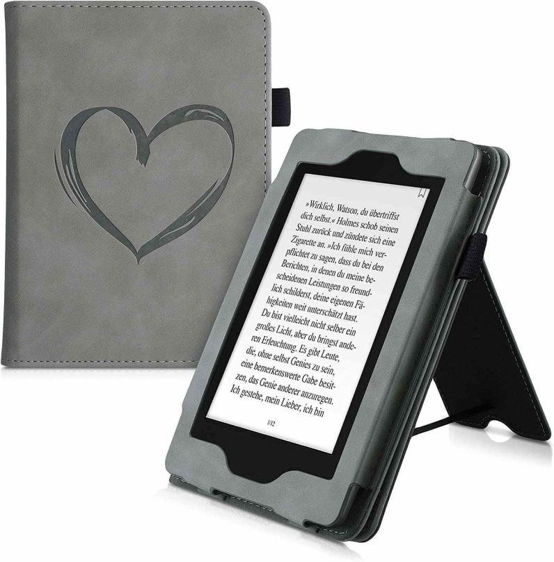 Pouzdro na čtečku knih KW Mobile - Brushed Heart - KW5022203 - Pouzdro pro Amazon Kindle Paperwhite 4 (2018) - šedé
