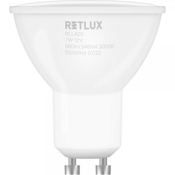 LED žárovka RETLUX RLL 420 GU5.3 spot 7W 12V WW