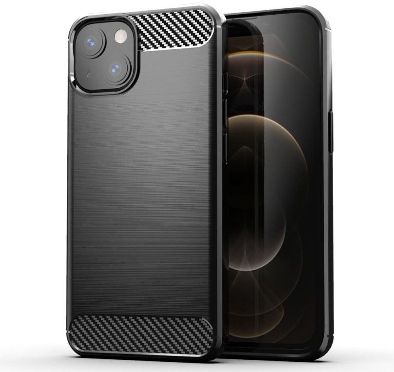 Kryt na mobil Carbon Case Flexible silikonový kryt na iPhone 13, černý