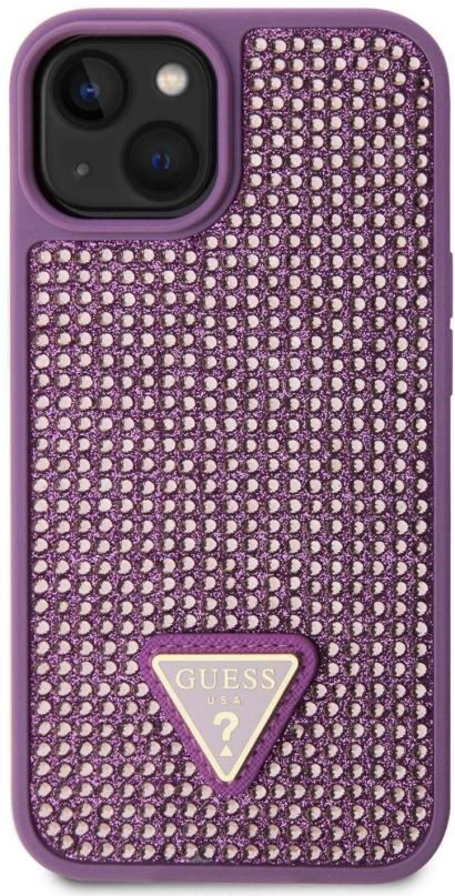 Kryt na mobil Guess Rhinestones Triangle Metal Logo Kryt pro iPhone 13 Purple