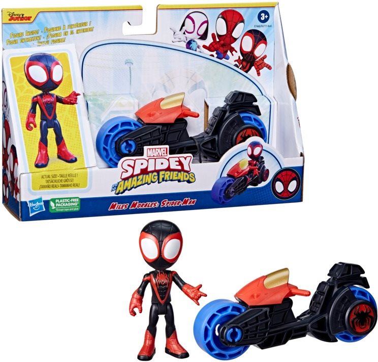 Figurky Spider-Man and His Amazing Friends Miles Morales Motorka a figurka 10 cm