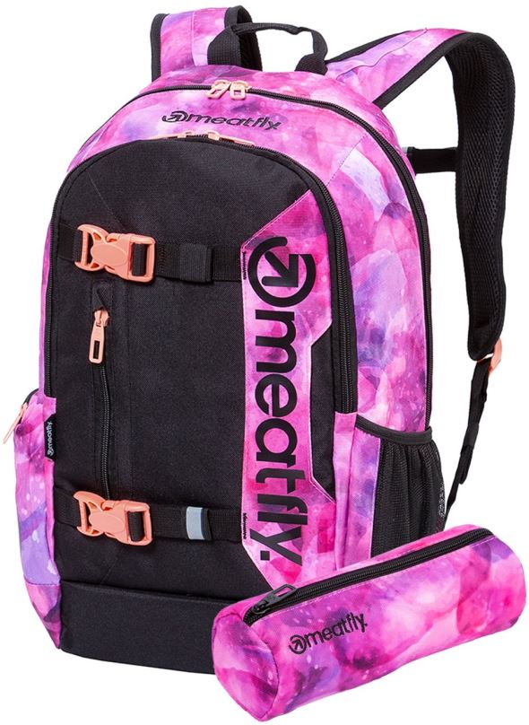 Školní batoh Meatfly Basejumper Universe Pink, Black 22 l