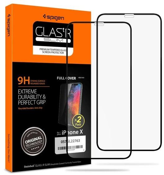 Ochranné sklo Spigen Glass FC 2 Pack Black iPhone 11 Pro/XS/X