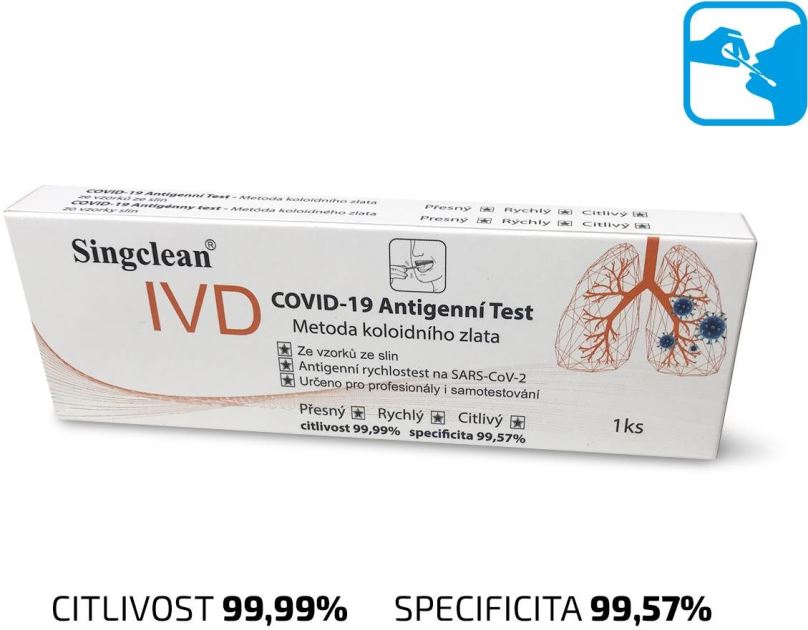 Domácí test 1x Singclean® COVID-19 testovací sada(metoda koloidního zlata) z úst