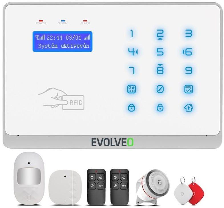 Alarm EVOLVEO Salvarix - bezdrátový WiFi a GSM alarm s čtečkou RFID