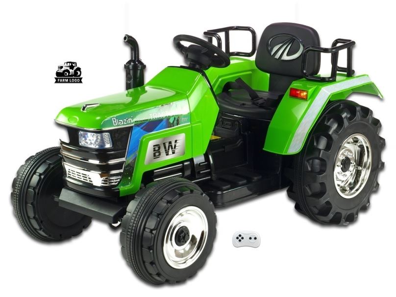 Dětský elektrický traktor Big Farm s 2,4G, největší traktor, zelený