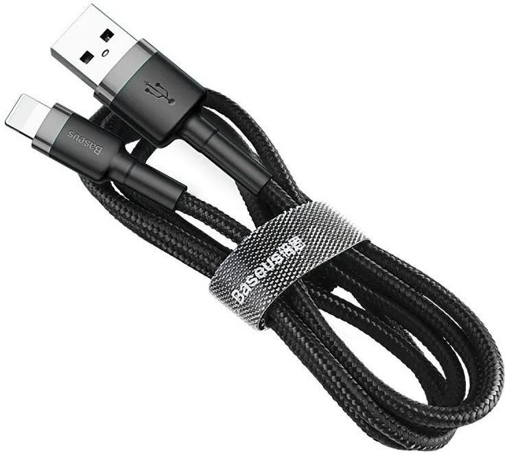Datový kabel Baseus Cafule nabíjecí / datový kabel USB na Lightning 1,5A 2m, šedá-černá