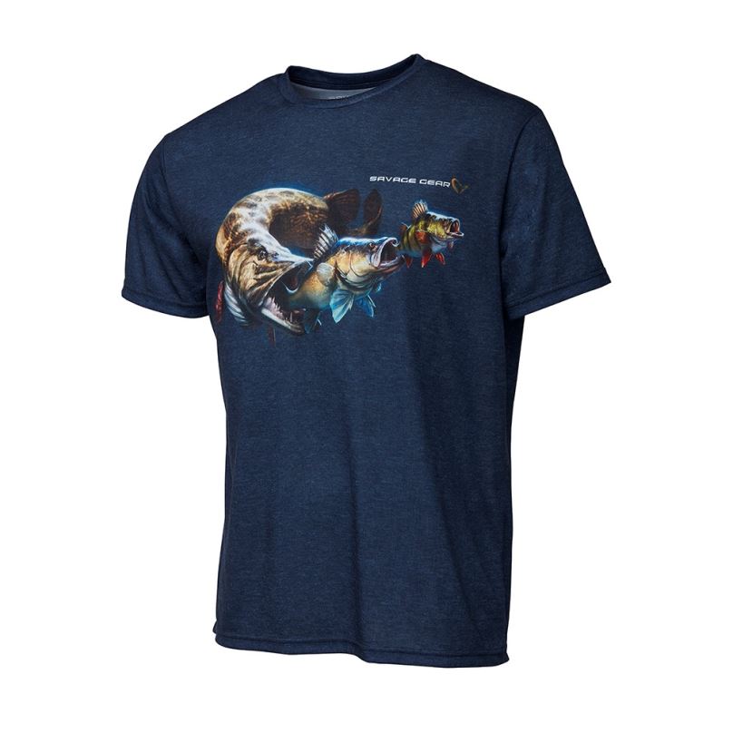 Savage Gear Tričko Cannibal Tee Blue L