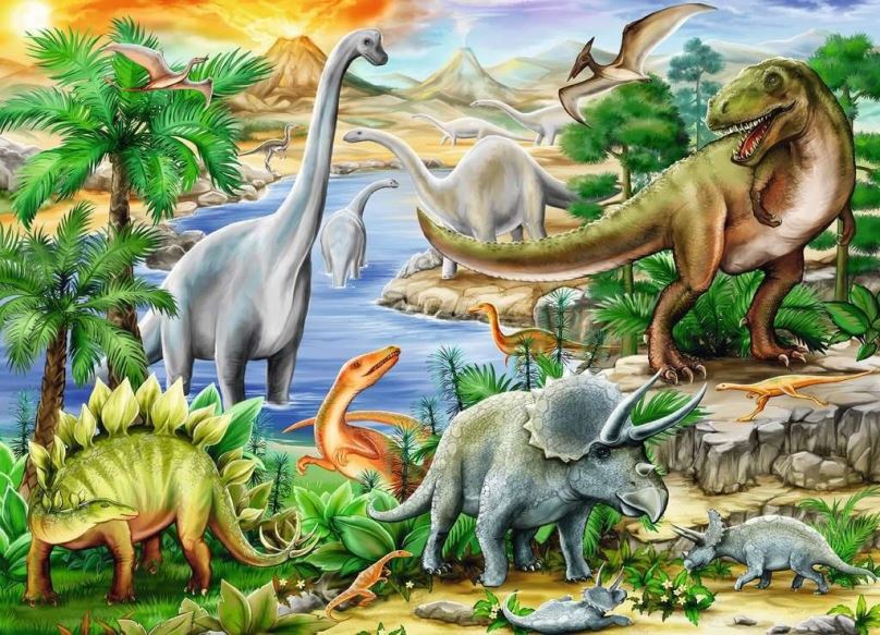 RAVENSBURGER Puzzle Prehistorický život 60 dílků