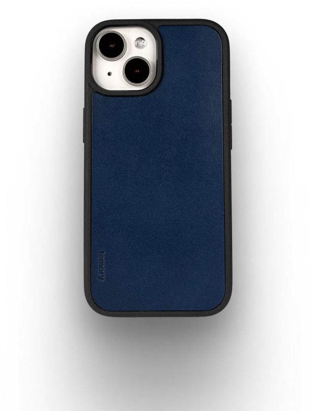 Kryt na mobil Lemory iPhone 15 kožený kryt tmavě modrý