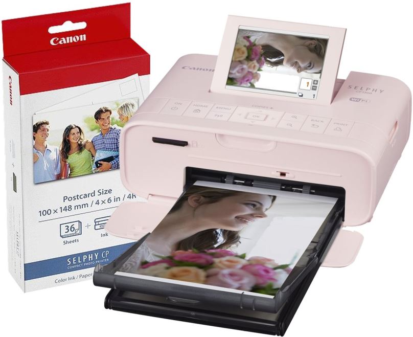 Termosublimační tiskárna Canon SELPHY CP1300 růžová + papíry KP-36