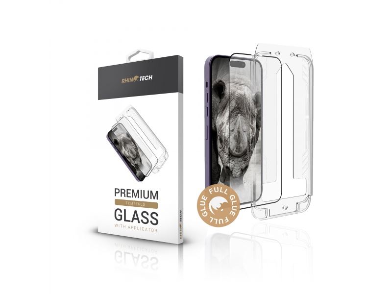 RhinoTech Tvrzené ochranné 2.5D sklo se samoaplikátorem pro Apple iPhone 14 Pro