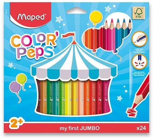 Pastelky MAPED Color Peps Jumbo, 24 barev