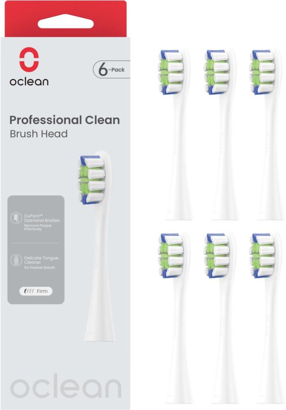Náhradní hlavice k zubnímu kartáčku Oclean Professional Clean P1C1 W06 6 ks bílé