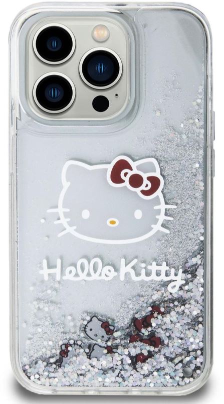 Kryt na mobil Hello Kitty Liquid Glitter Electroplating Head Logo Zadní Kryt pro iPhone 15 Pro Transparent