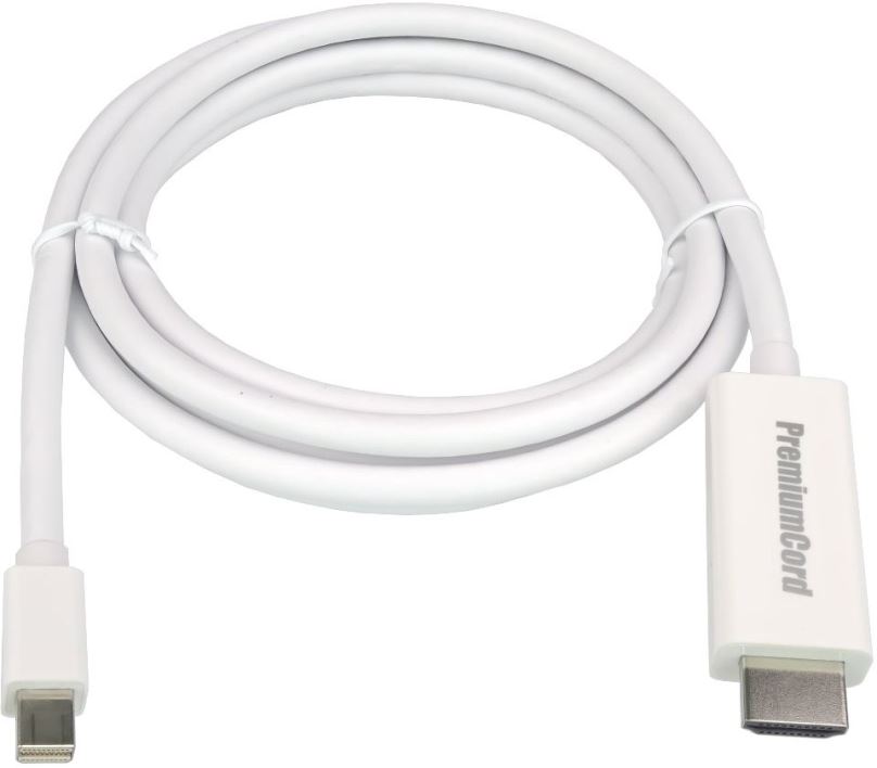 Video kabel PremiumCord mini DisplayPort - HDMI propojovací, stíněný, 2m
