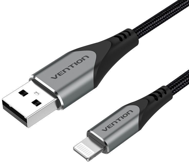 Datový kabel Vention Lightning MFi to USB 2.0 Braided Cable (C89) Gray Aluminum Alloy Type
