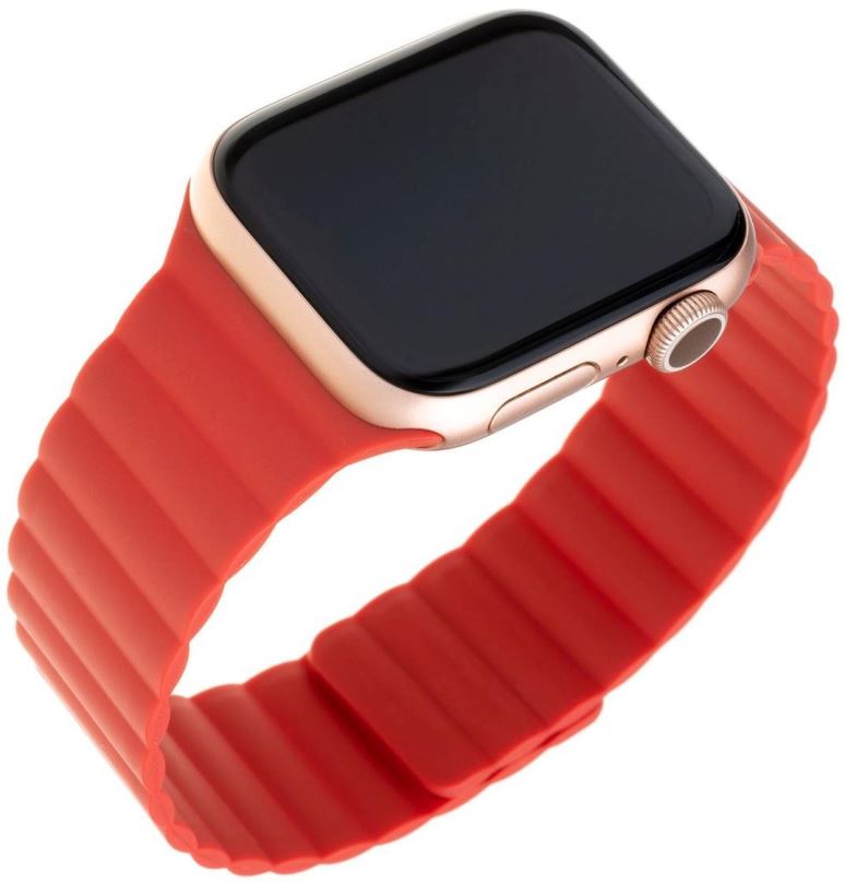 Řemínek FIXED Silicone Magnetic Strap pro Apple Watch 42/44/45/Ultra 49mm červený