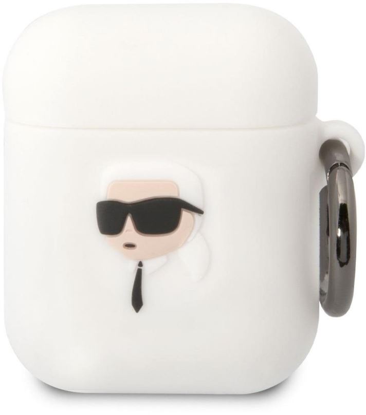Pouzdro na sluchátka Karl Lagerfeld 3D Logo NFT Karl Head Silikonové Pouzdro pro Airpods 1/2 White