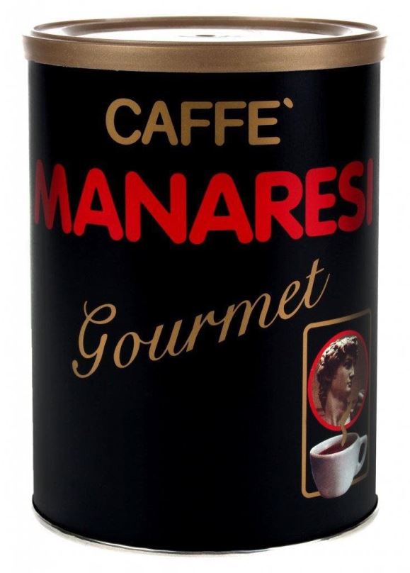 Káva Manaresi Gourmet, mletá káva. Směs vytvořená ke 100letému výročí pražírny.