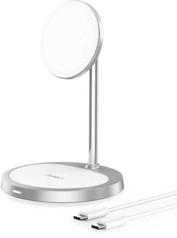 Nabíjecí stojánek ChoeTech MFM 2in1 Holder Magnetic Wireless Charger For iPhone 12/13/14 Series silver