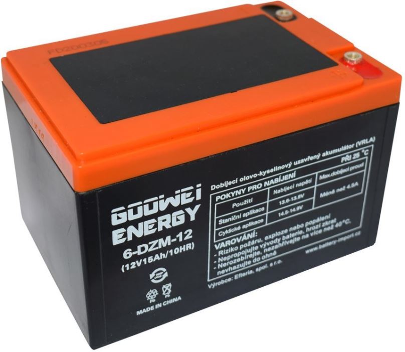 Trakční baterie GOOWEI ENERGY 6-DZM-12, baterie 12V, 15Ah, ELECTRIC VEHICLE