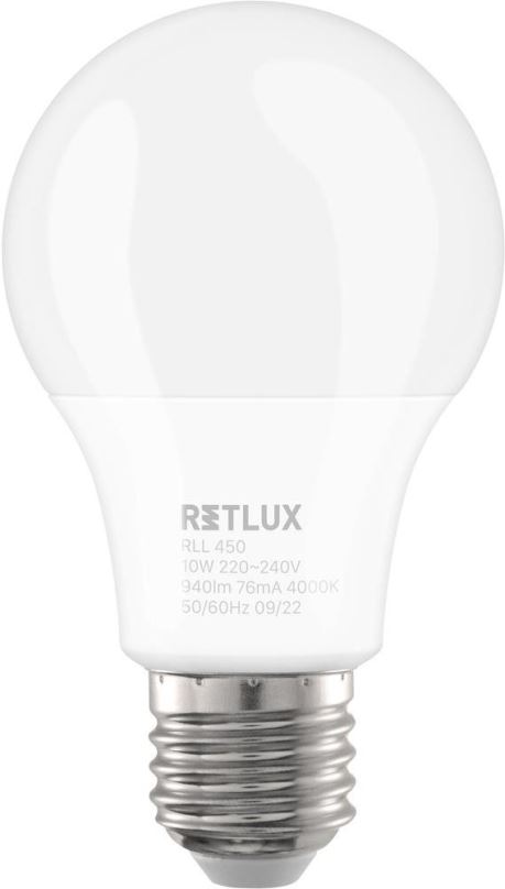 LED žárovka RETLUX RLL 450 A60 E27 zar. 3DIMM 10W CW