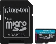 Paměťová karta Kingston MicroSDXC 64GB Canvas Go! Plus + SD adaptér