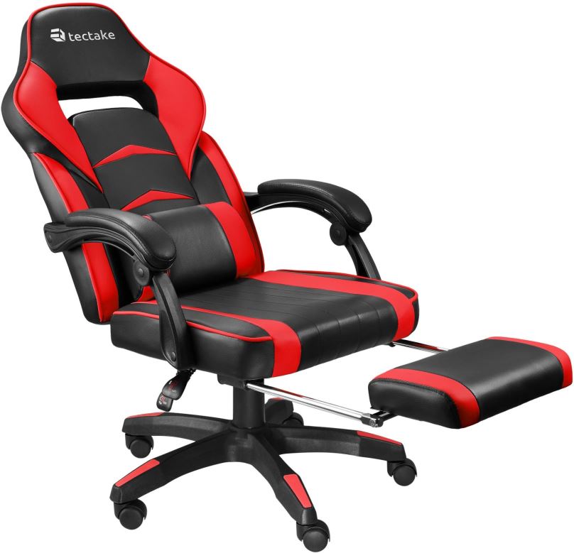 Herní židle Herní kancelářská židle Comodo s podnožkou, černá/červená