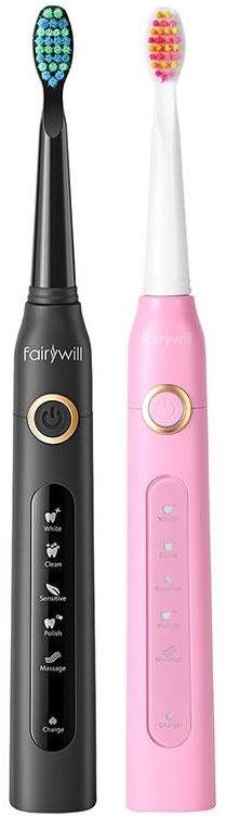 Elektrický zubní kartáček FairyWill FW-507 sonické, černý a růžový
