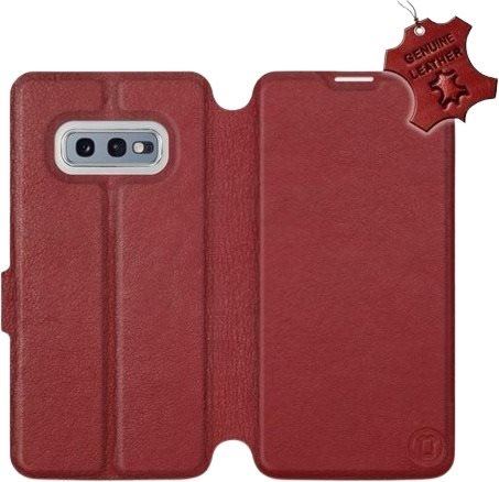 Kryt na mobil Flip pouzdro na mobil Samsung Galaxy S10e - Tmavě červené - kožené -   Dark Red Leather