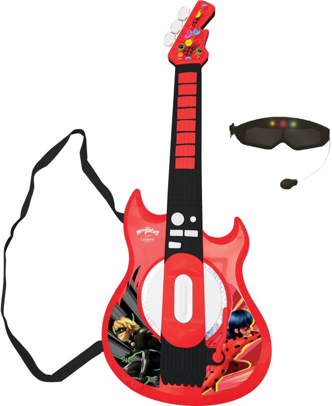 Dětská kytara Lexibook Miraculous Elektronická světelná kytara s mikrofonem ve tvaru brýlí