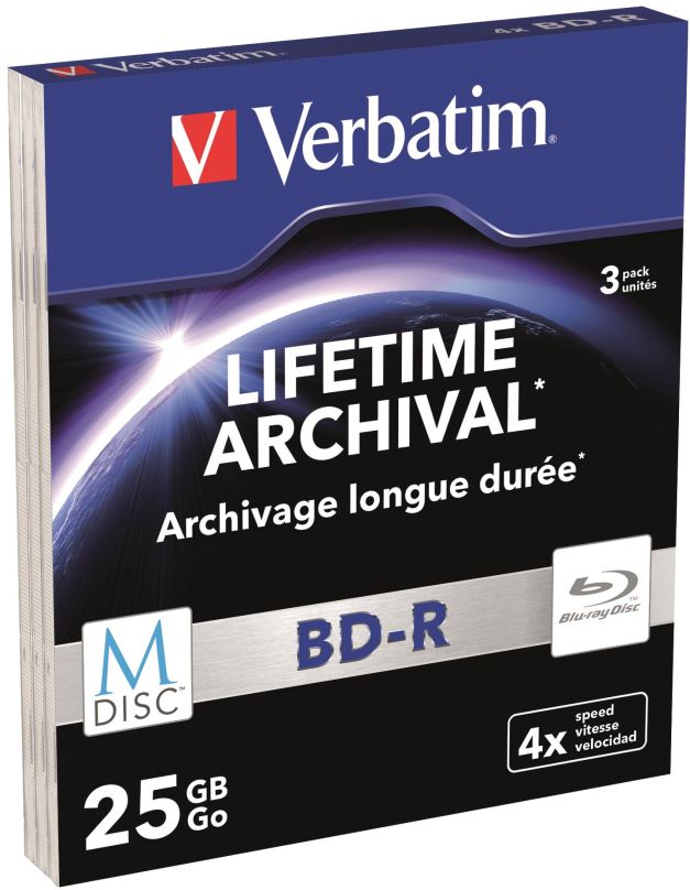 Média VERBATIM M-DISC BD-R SL 25GB, 4x slim case 3 ks
