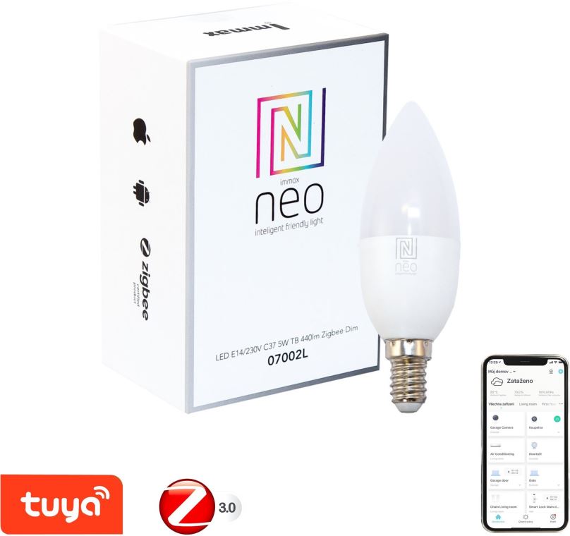 LED žárovka IMMAX Neo E14 5W teplá bílá, stmívatelná, Zigbee 3.0