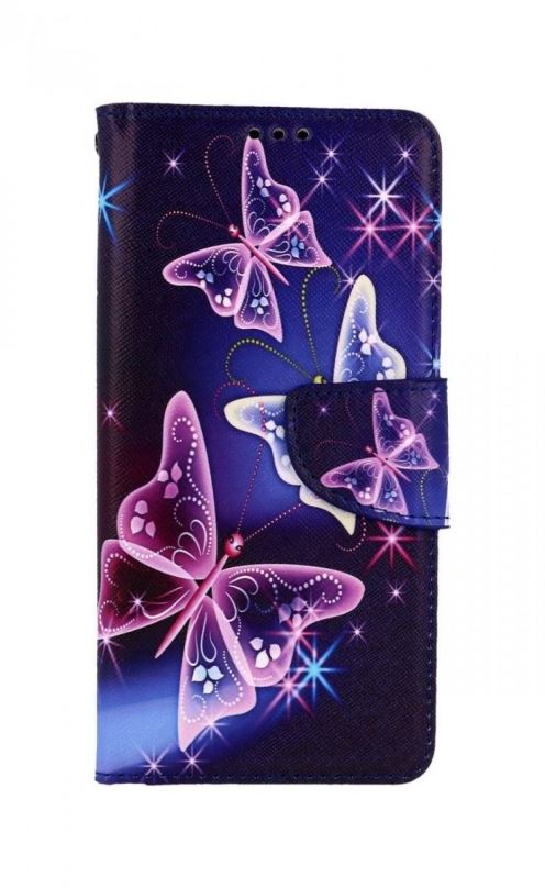 Pouzdro na mobil TopQ Xiaomi Redmi Note 11 knížkové Modré s motýlky 67774