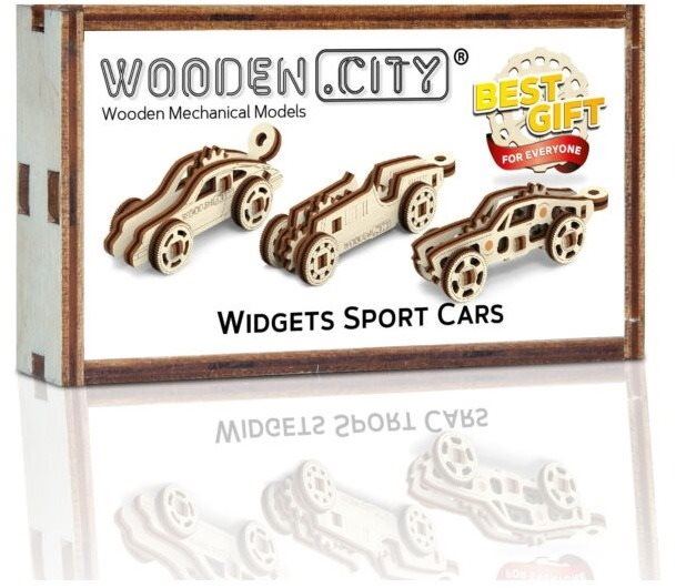 3D puzzle Wooden City 3D puzzle mini sada Widgets: Sportovní auta 42 dílků