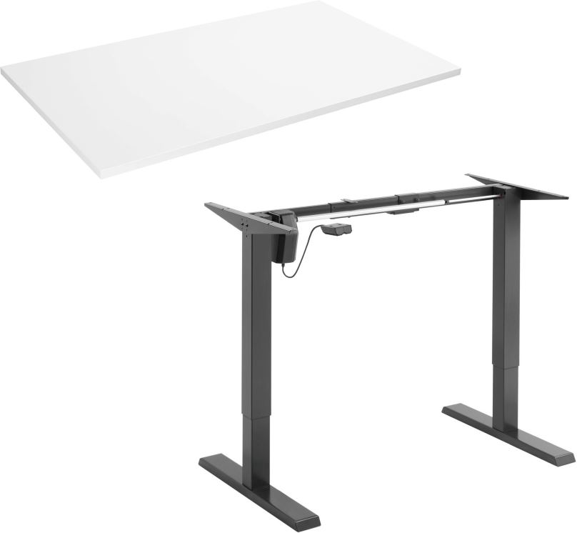 Výškově nastavitelný stůl AlzaErgo Table ET2.1 černý + deska TTE-01 140x80cm bílý laminát