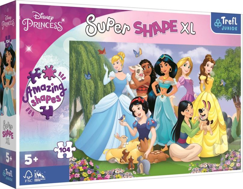Puzzle Trefl Puzzle Super Shape XL Disney princezny: V zahradě 104 dílků