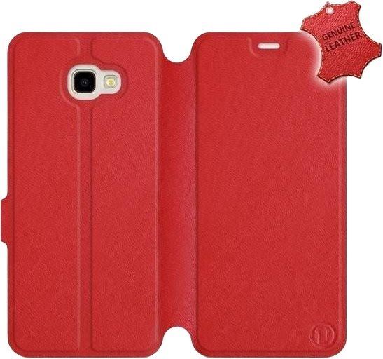 Kryt na mobil Flip pouzdro na mobil Samsung Galaxy J4 Plus 2018 - Červené - kožené -   Red Leather