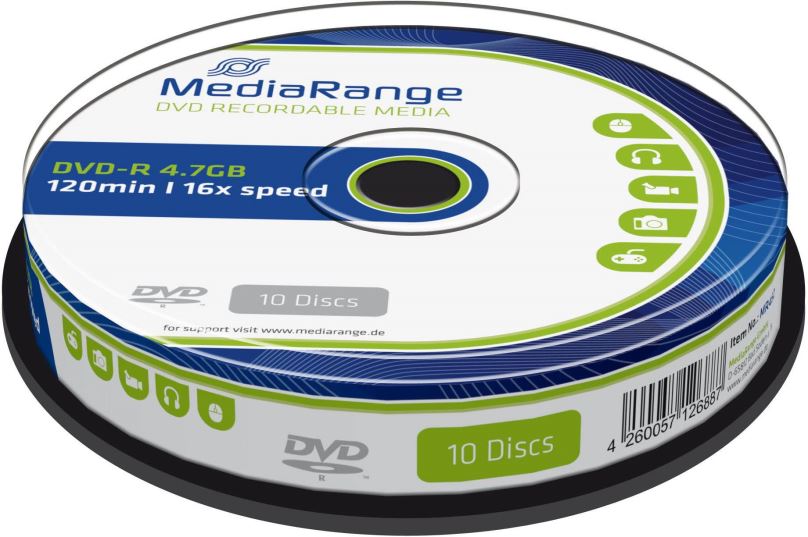 Média MEDIARANGE DVD-R 4,7GB 16x spindl 10ks