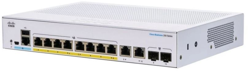 Switch CISCO CBS250 Smart 8-port GE, Partial PoE, Ext PS, 2x1G Combo