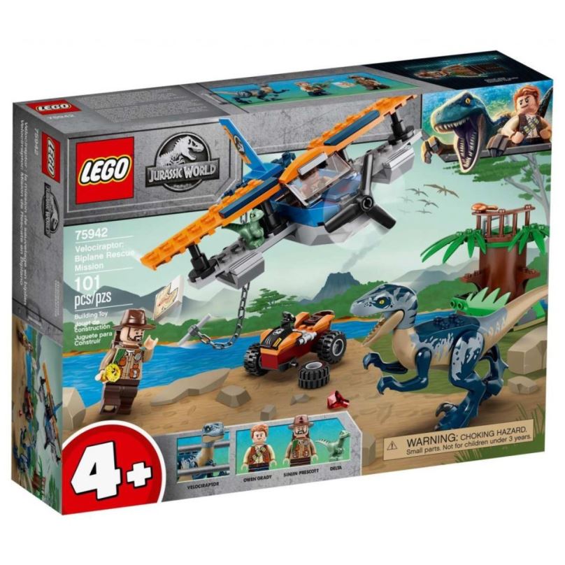 LEGO stavebnice LEGO Jurassic World 75942 Velociraptor: Záchranná mise s dvouplošníkem