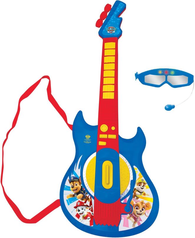 Dětská kytara Lexibook Tlapková patrola Elektronická svítící kytara s mikrofonem ve tvaru brýlí