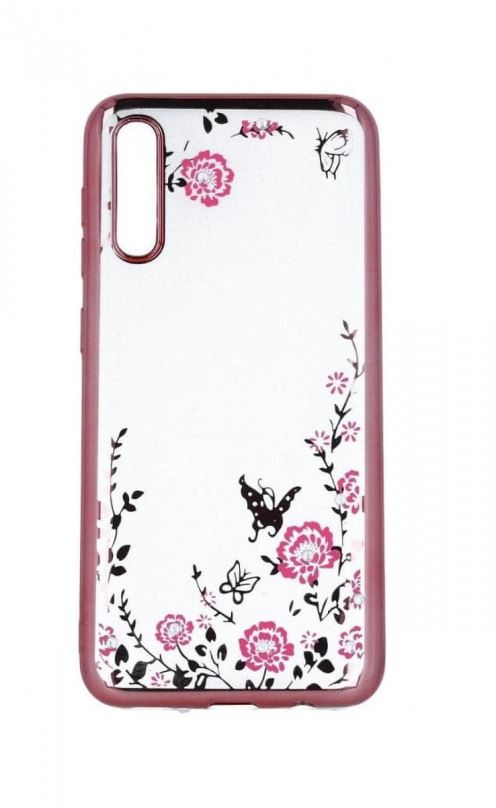 Kryt na mobil TopQ Samsung A30s silikon růžový s růžovými květy 46064