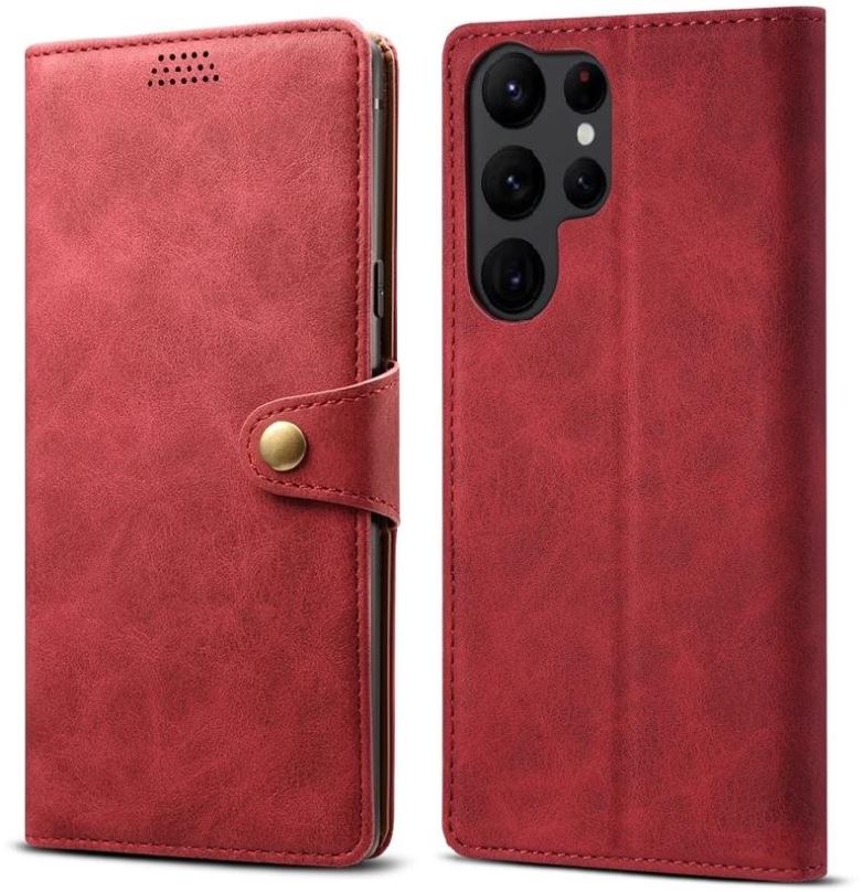 Pouzdro na mobil Lenuo Leather flipové pouzdro pro Samsung Galaxy S22 Ultra 5G, červená