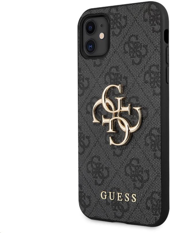 Kryt na mobil Guess PU 4G Metal Logo Zadní Kryt pro Apple iPhone 11 Grey
