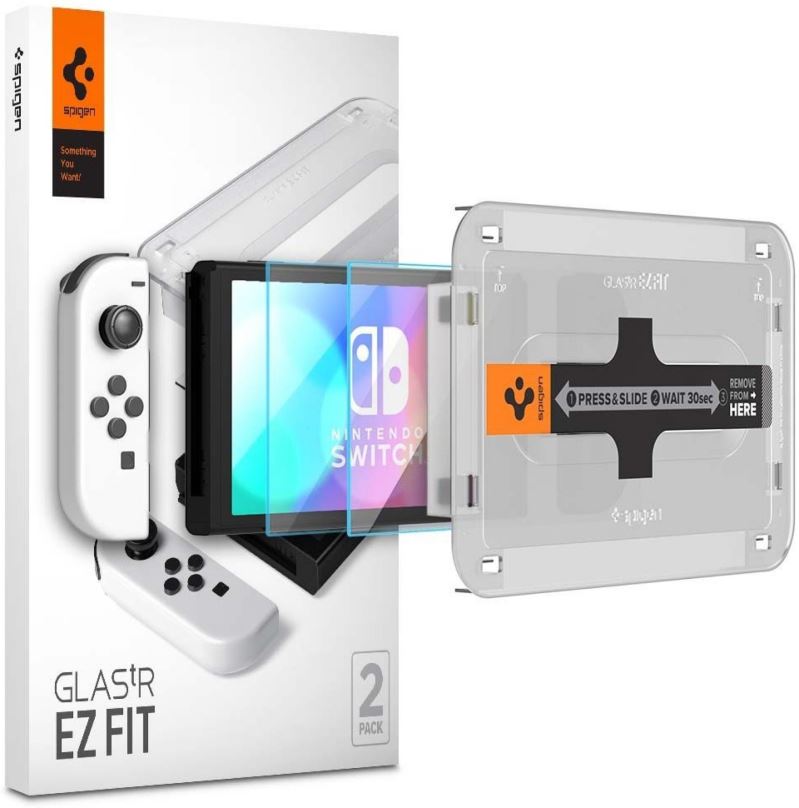 Ochranné sklo Spigen Glass tR EZ Fit 2 Pack Nintendo Switch OLED